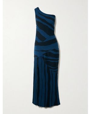 Donde Esteban Magdalena One-Shoulder Ribbed Cotton Maxi Dress - Blue