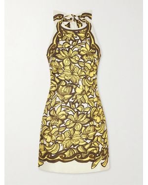 ALÉMAIS Mona Floral-Print Hemp Mini Dress - Yellow