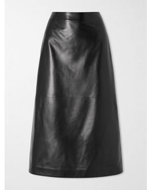 Veronica de Piante Gisele Panelled Leather Midi Skirt - Black