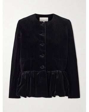 LIBEROWE Cotton-Velvet Peplum Jacket - Black