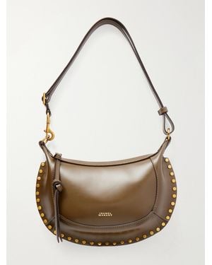 Isabel Marant Oskan Moon Studded Leather Shoulder Bag - Metallic