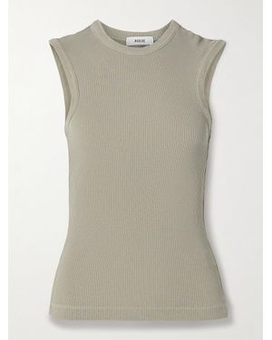 Agolde Cassidy Ribbed Stretch Organic Cotton And Lyocell-Blend Jersey Tank - Grey