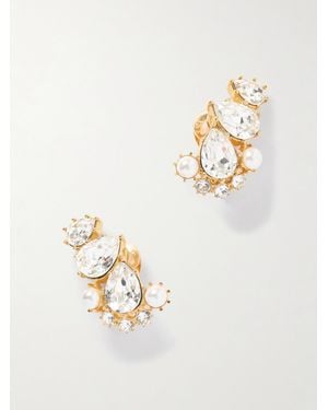 Oscar de la Renta Crystal-Embellished-Tone Earrings - White