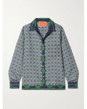 La DoubleJ Icon Boy Hemd Aus Bedrucktem Seiden-Twill - Blau