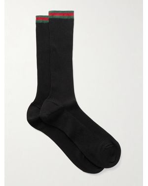 Gucci Socken Aus Geripptem Baumwoll-Jersey Mit Streifen - Schwarz