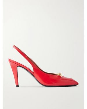 Versace Clelia 90 Medusa-Embellished Leather Slingback Pumps - Pink