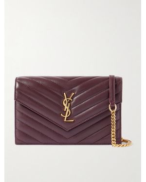 Saint Laurent Cassandre Matelassé Leather Shoulder Bag - Purple