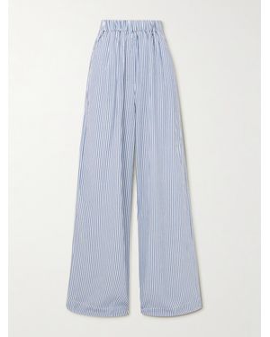 Frankie Shop Mirca Striped Twill Wide-Leg Pants - Blue