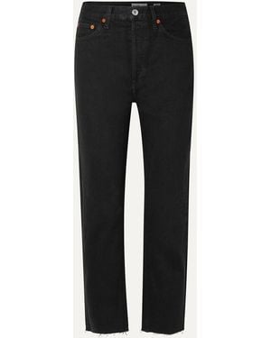 RE/DONE 70S High Rise Stove Pipe Straight-Leg Jeans - Black