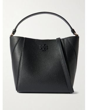 Tory Burch Mcgraw Small Panelled Textured-Leather Shoulder Bag - Black