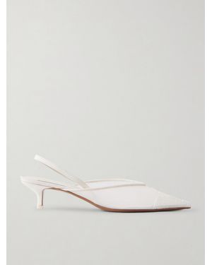 Neous Irena Lace And Satin-Trimmed Mesh Slingback Pumps - White