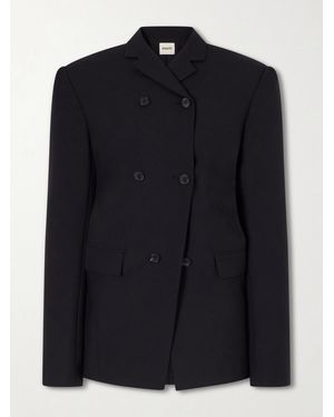 KHAITE Rolo Double-Breasted Wool And Silk-Blend Blazer - Black