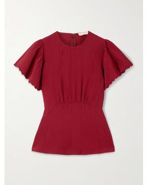 Ulla Johnson Nejma Ruffled Crepe Blouse - Red