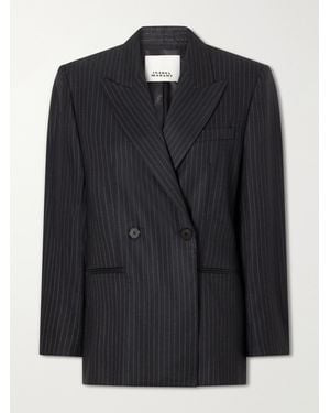 Isabel Marant Ranya Striped Wool-Blend Blazer - Black