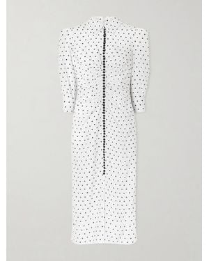 Carolina Herrera Silk Polka Dot Midi Dress - White