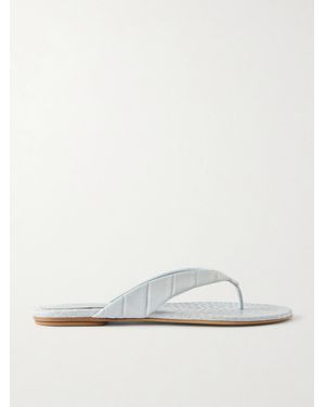 Le Monde Beryl Croc-Effect Leather Thong Sandals - White