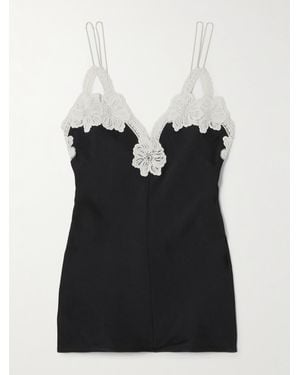 Jil Sander Guipure Lace-Trimmed Satin Camisole - Black