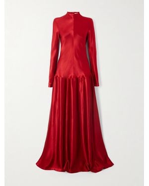 FFORME Mila Textured-Satin Turtleneck Maxi Dress