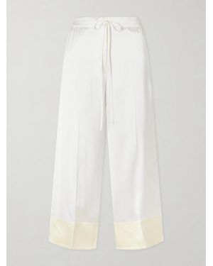 TOTEME Drawstring Wide-Leg Satin Trousers - White