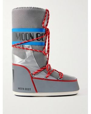 Moon Boot Icon Space Racing Metallic Mesh And Pvc Ankle Boots - Blue