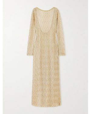 Missoni Mare Open-Back Metallic Crochet-Knit Maxi Dress - Natural