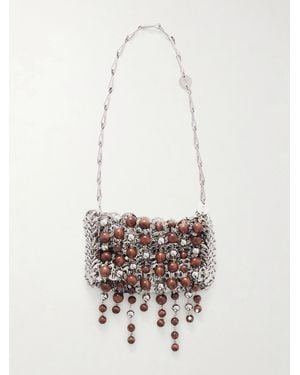 Rabanne 1969 Nano Fringed Beaded Chainmail Shoulder Bag - White