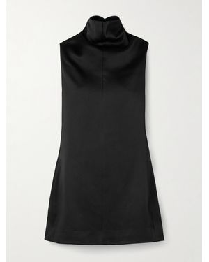 KHAITE Daria Satin-Crepe Turtleneck Mini Dress - Black