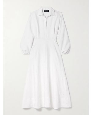 Brandon Maxwell The Maggie Polka-Dot Jacquard Midi Shirt Dress - White
