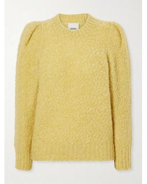 Isabel Marant Emma Gathered Wool-Blend Bouclé Jumper - Yellow