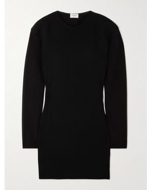 Saint Laurent Wool-Blend Mini Dress - Black