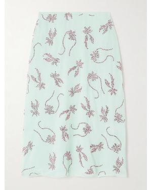 16Arlington Dafne Midirock Aus Chiffon Mit Kristallen Und Nieten - Blau