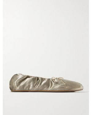 The Row Velvet Ballerina Flats - Natural