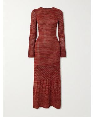 Escvdo Murga Open-Back Pointelle And Ribbed-Knit Alpaca Maxi Dress - Red