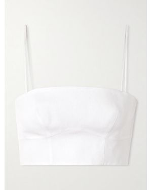 Gabriela Hearst Blazie Verkürztes Bustier Aus Leinen - Weiß