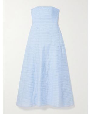 Aje. Soundscape Strapless Layered Chiffon Gown - Blue