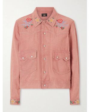 RRL Billie Embroidered Cotton Linen Blend Shirt - Pink