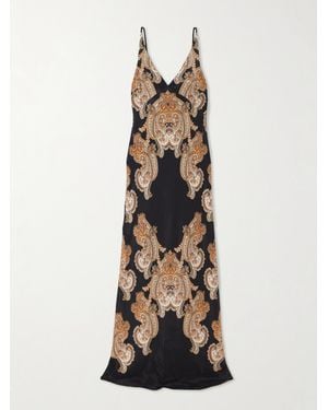 Veronica Beard Donelle Maxikleid Aus Satin Aus Einer Seidenmischung Mit Paisley-Print - Natur