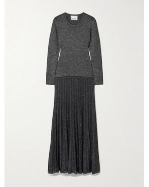 Isabel Marant Guetty Midikleid Aus-Strick Mit Plissee - Grau
