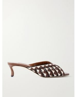 Manolo Blahnik Trofesamu 50 Woven Leather Mules - Natural