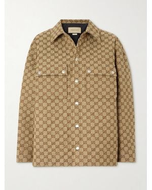 Gucci Quilted Padded Cotton-Blend Canvas-Jacquard Shirt - Natural