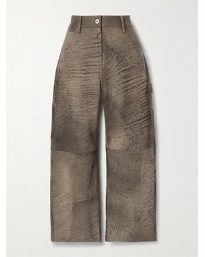Interior The Julian Nubuck Wide-Leg Cargo Pants - Natural