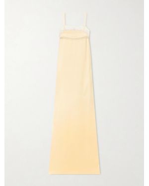 Colleen Allen Lace-Trimmed Silk-Satin Gown - White