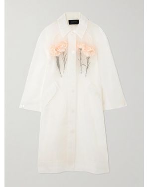 Simone Rocha Embellished Silk-Organza Coat - Natural