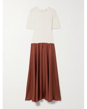 Esse Studios Stretch-Knit And Silk-Twill Maxi Dress - White