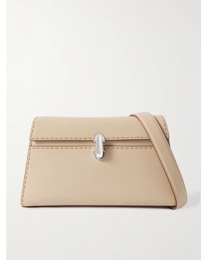 SAVETTE Symmetry Schultertasche Aus Strukturiertem Leder - Natur