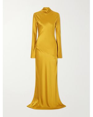 TOVE Gio Open-Back Silk-Cloqué Maxi Dress - Yellow