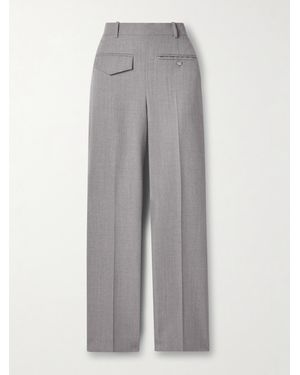 Victoria Beckham Checked Wool Wide-Leg Trousers - Grey