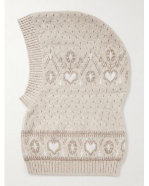 KHAITE Caspian Fair Isle Cashmere Balaclava - Natural