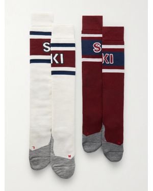 FALKE Intarsia Stretch-Knit Ski Socks - White