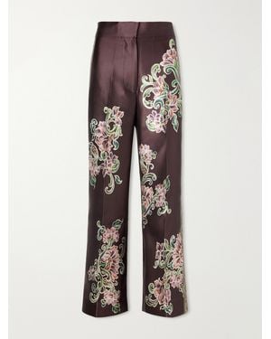 ALÉMAIS Josie Cropped Floral-Print Twill Flared Trousers - Brown